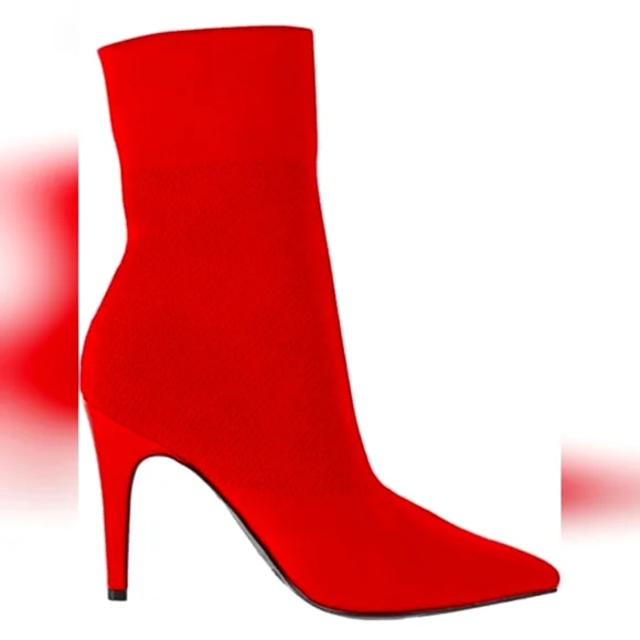 Brash Women's Xaya Red Mid-Calf Pointed Toe Stiletto Sock Boots 8 Sexy Booties - Picture 1 of 11